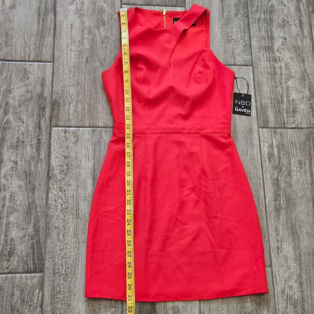 NBD x Naven Twins Dress Size XS Red NEW Asymmetrical Cutout Mini Sleeveless